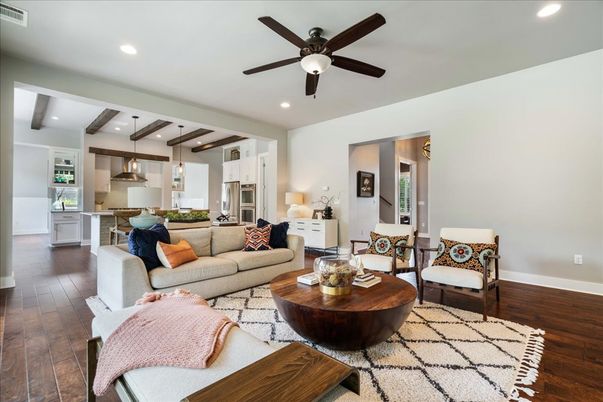 Interior, Kitchen, Living room, Pendant Lights, Recessed Lighting, Stainless Steel Appliances, Wood Texture Flooring