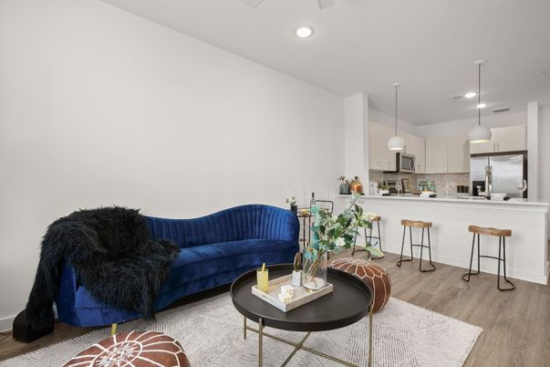 Interior, Kitchen, Living room, Pendant Lights, Recessed Lighting, Stainless Steel Appliances, Wood Texture Flooring