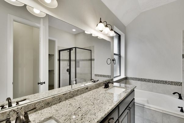 Bathroom, Dual Sink Vanities, Glass Shower, Interior