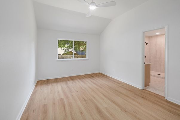 Bathroom, Empty room, Interior, Recessed Lighting, Wood Texture Flooring