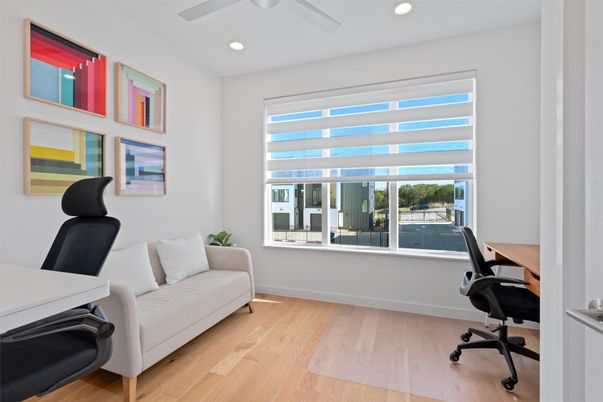 Home Office, Interior, Recessed Lighting, Wood Texture Flooring