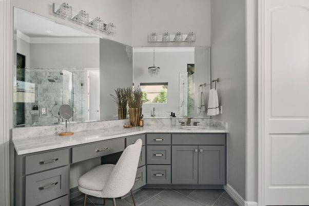 Bathroom, Dual Sink Vanities, Glass Shower, Interior