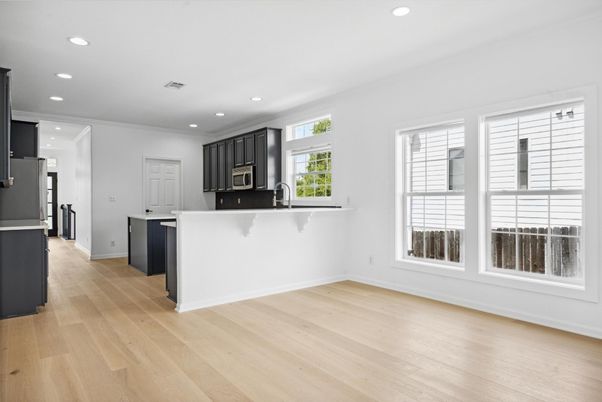 Interior, Kitchen, Recessed Lighting, Wood Texture Flooring
