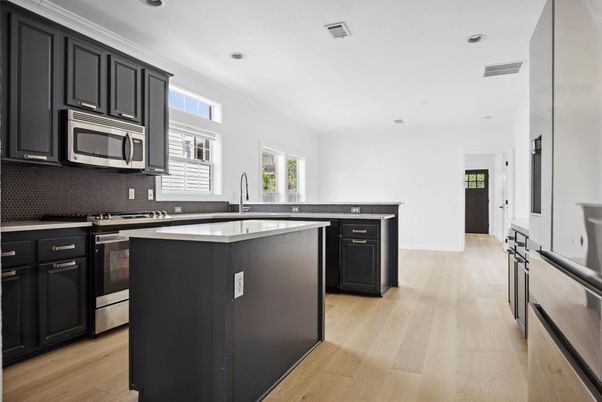 Interior, Kitchen, Recessed Lighting, Wood Texture Flooring