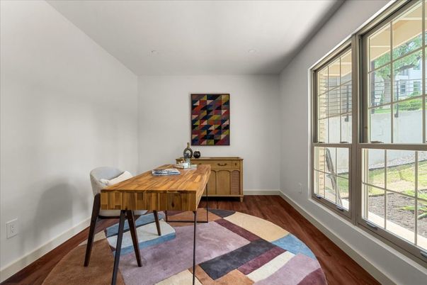 Home Office, Interior, Recessed Lighting, Wood Texture Flooring