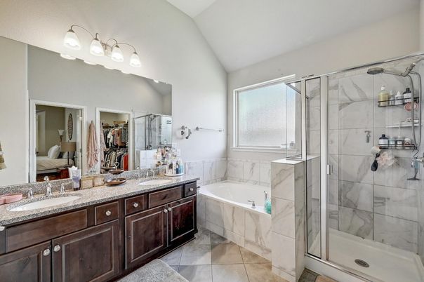 Bathroom, Dual Sink Vanities, Glass Shower, Interior