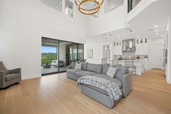 Interior, Kitchen, Living room, Pendant Lights, Recessed Lighting, Wood Texture Flooring