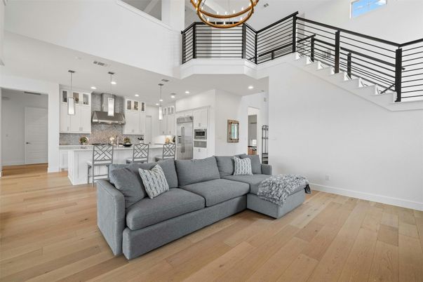 Interior, Kitchen, Living room, Pendant Lights, Recessed Lighting, Stainless Steel Appliances, Wood Texture Flooring