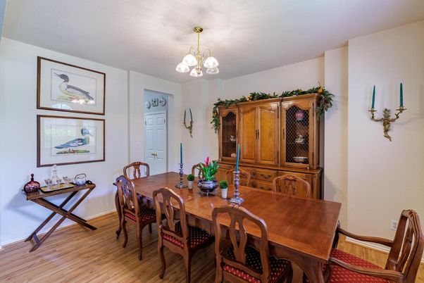 Chandelier, Dining room, Interior, Wood Texture Flooring