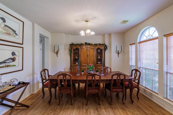 Chandelier, Dining room, Interior, Wood Texture Flooring