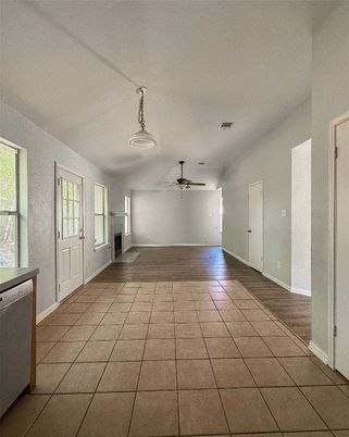 Empty room, Interior, Pendant Lights, Wood Texture Flooring