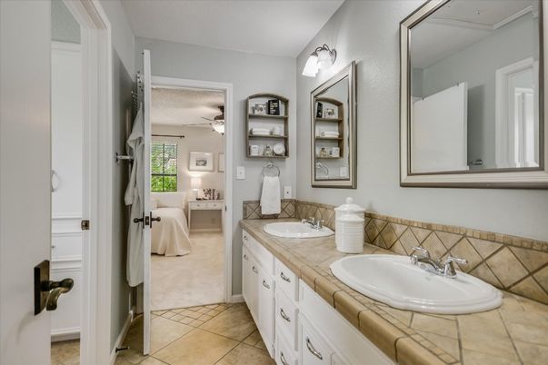 Bathroom, Dual Sink Vanities, Interior, Tile Countertops