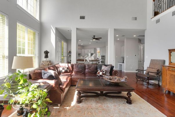 Interior, Kitchen, Living room, Recessed Lighting, Stainless Steel Appliances, Wood Texture Flooring