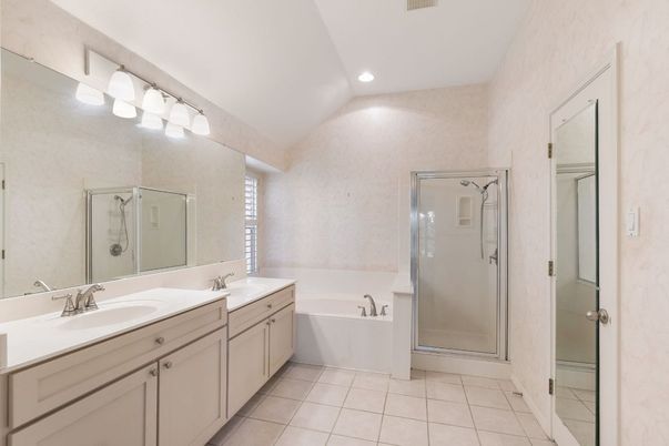 Bathroom, Dual Sink Vanities, Glass Shower, Interior, Recessed Lighting