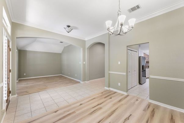 Chandelier, Empty room, Interior, Wood Texture Flooring