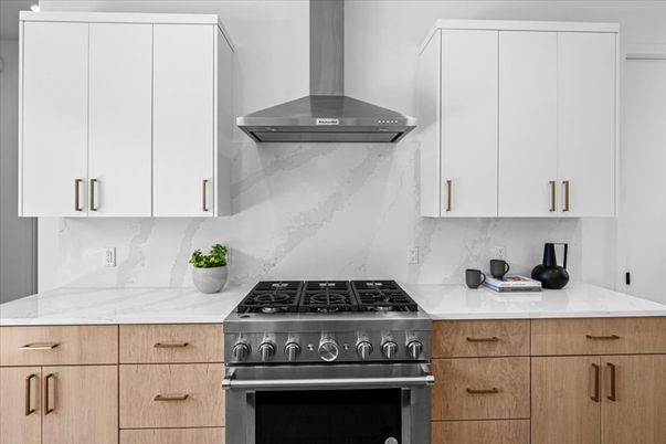 Interior, Kitchen, Marble Walls, Stainless Steel Appliances