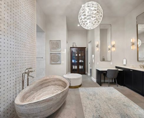 Bathroom, Dual Sink Vanities, Interior, Pendant Lights