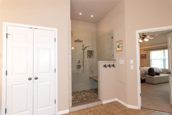 Bathroom, Glass Shower, Interior, Recessed Lighting