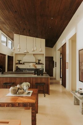 Interior, Kitchen, Pendant Lights, Recessed Lighting, Stainless Steel Appliances, Wooden Ceilings