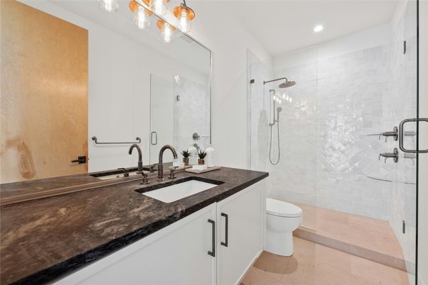 Bathroom, Glass Shower, Interior, Recessed Lighting