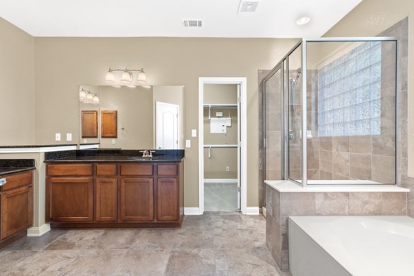 Bathroom, Dual Sink Vanities, Glass Shower, Interior