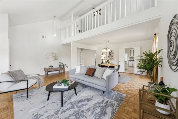 Dining room, Interior, Living room, Pendant Lights, Wood Texture Flooring
