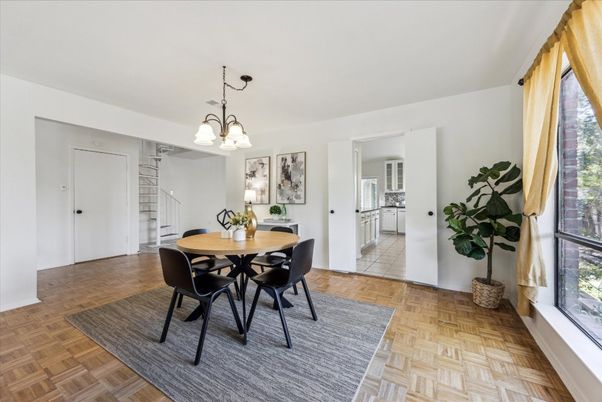 Chandelier, Dining room, Interior, Wood Texture Flooring