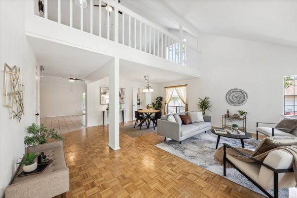 Dining room, Interior, Living room, Pendant Lights, Wood Texture Flooring