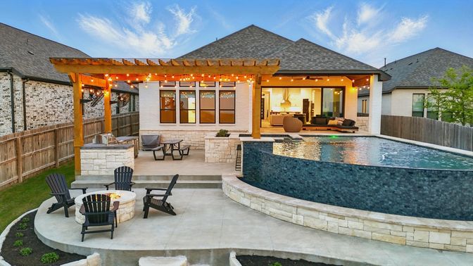 Exterior, Fireplace, Pool