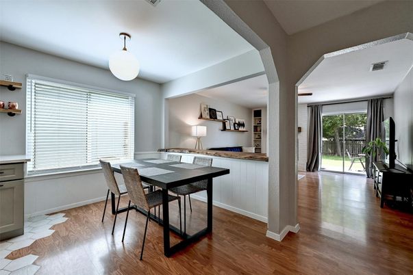 Dining room, Interior, Wood Texture Flooring