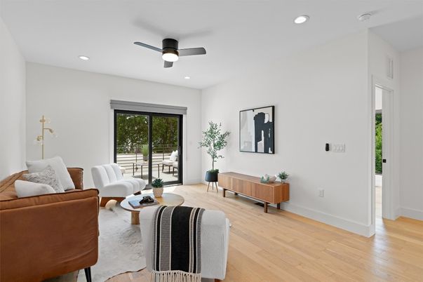 Interior, Living room, Recessed Lighting, Wood Texture Flooring