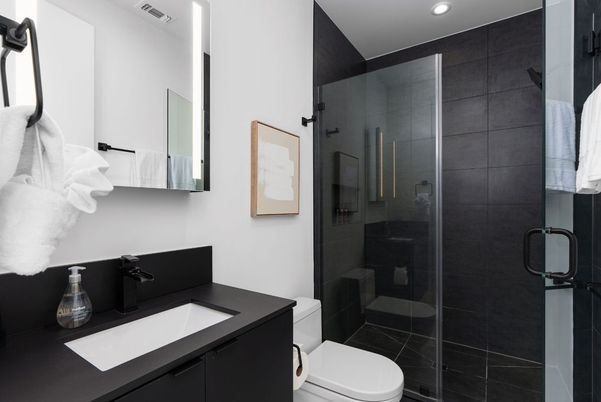 Bathroom, Glass Shower, Interior, Recessed Lighting
