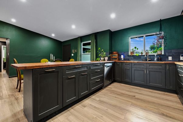 Interior, Kitchen, Recessed Lighting, Wood Texture Flooring