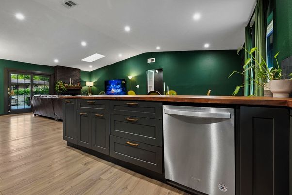Interior, Recessed Lighting, Stainless Steel Appliances, Wood Texture Flooring