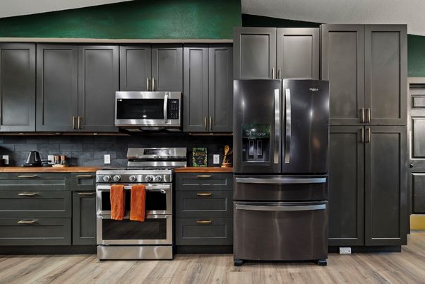 Interior, Kitchen, Stainless Steel Appliances, Wood Texture Flooring