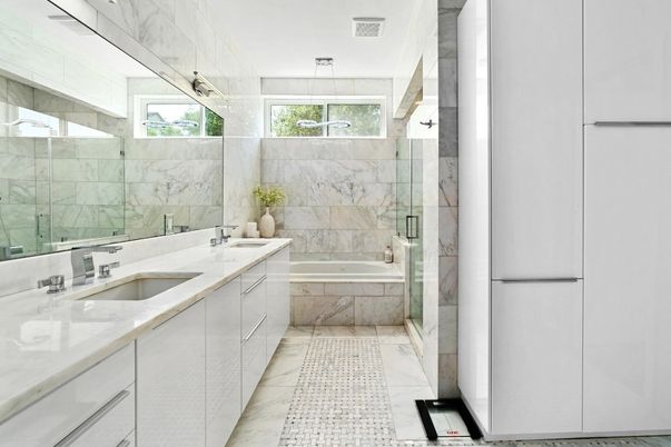 Bathroom, Dual Sink Vanities, Interior, Marble, Marble Walls