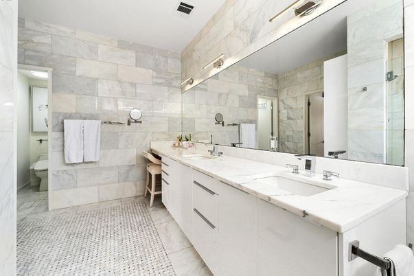 Bathroom, Dual Sink Vanities, Interior, Marble Walls