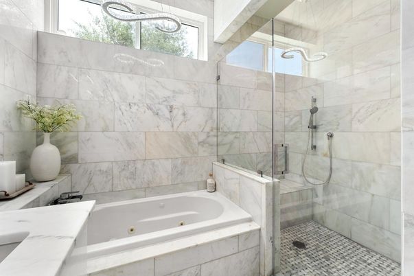 Bathroom, Glass Shower, Interior, Marble Walls