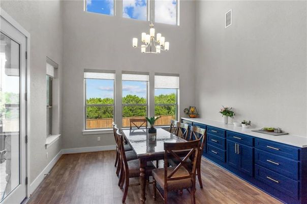 Chandelier, Dining room, Interior, Wood Texture Flooring