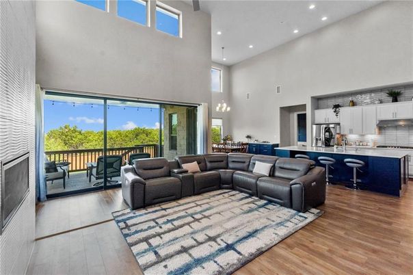 Interior, Kitchen, Living room, Pendant Lights, Recessed Lighting, Stainless Steel Appliances, Wood Texture Flooring