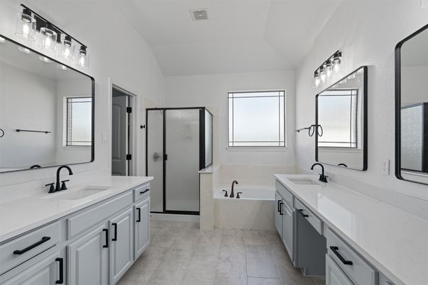 Bathroom, Dual Sink Vanities, Glass Shower, Interior