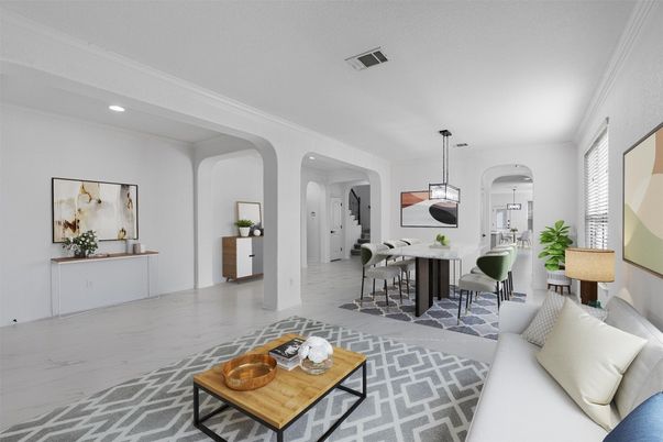 Dining room, Interior, Living room, Pendant Lights, Recessed Lighting
