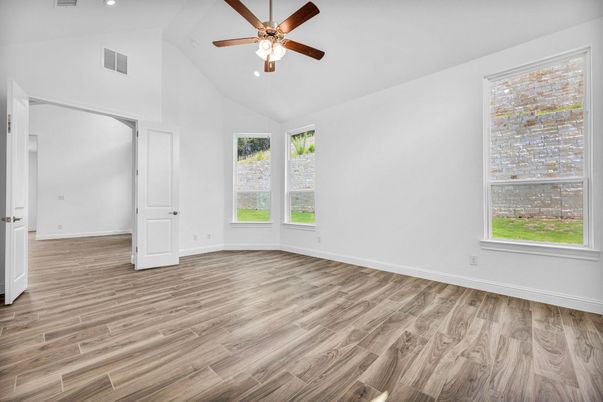 Empty room, Interior, Recessed Lighting, Wood Texture Flooring