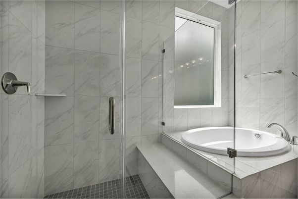 Bathroom, Glass Shower, Interior, Marble Walls