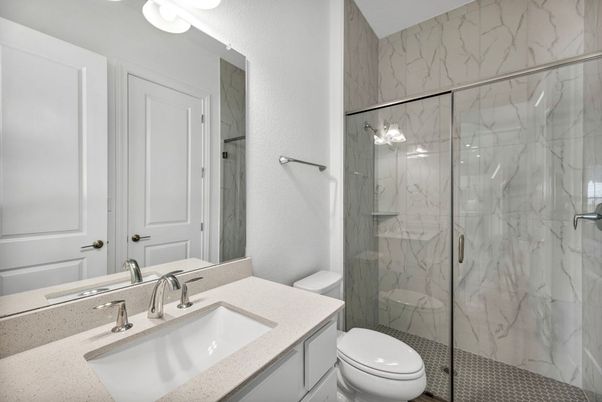Bathroom, Glass Shower, Interior, Marble Walls