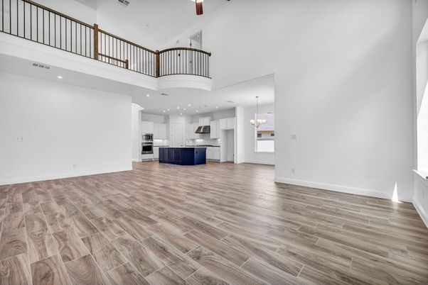 Chandelier, Interior, Kitchen, Pendant Lights, Recessed Lighting, Stainless Steel Appliances, Wood Texture Flooring