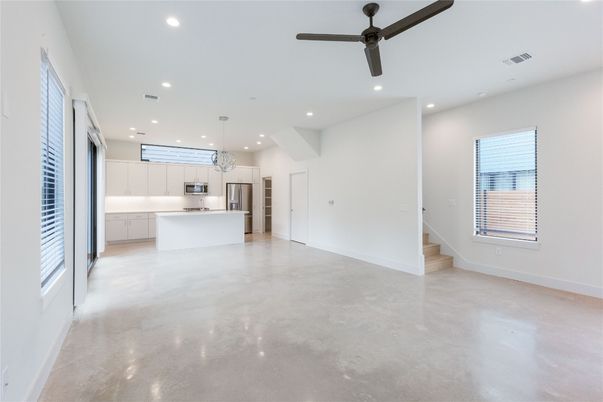 Empty room, Interior, Kitchen, Recessed Lighting