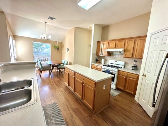 Dining room, Interior, Kitchen, Pendant Lights, Wood Texture Flooring