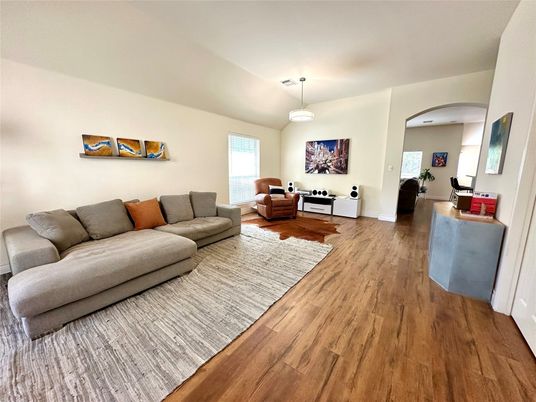 Interior, Living room, Pendant Lights, Wood Texture Flooring