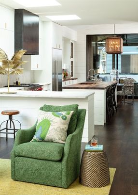 Dining room, Interior, Kitchen, Living room, Pendant Lights, Stainless Steel Appliances, Wood Texture Flooring